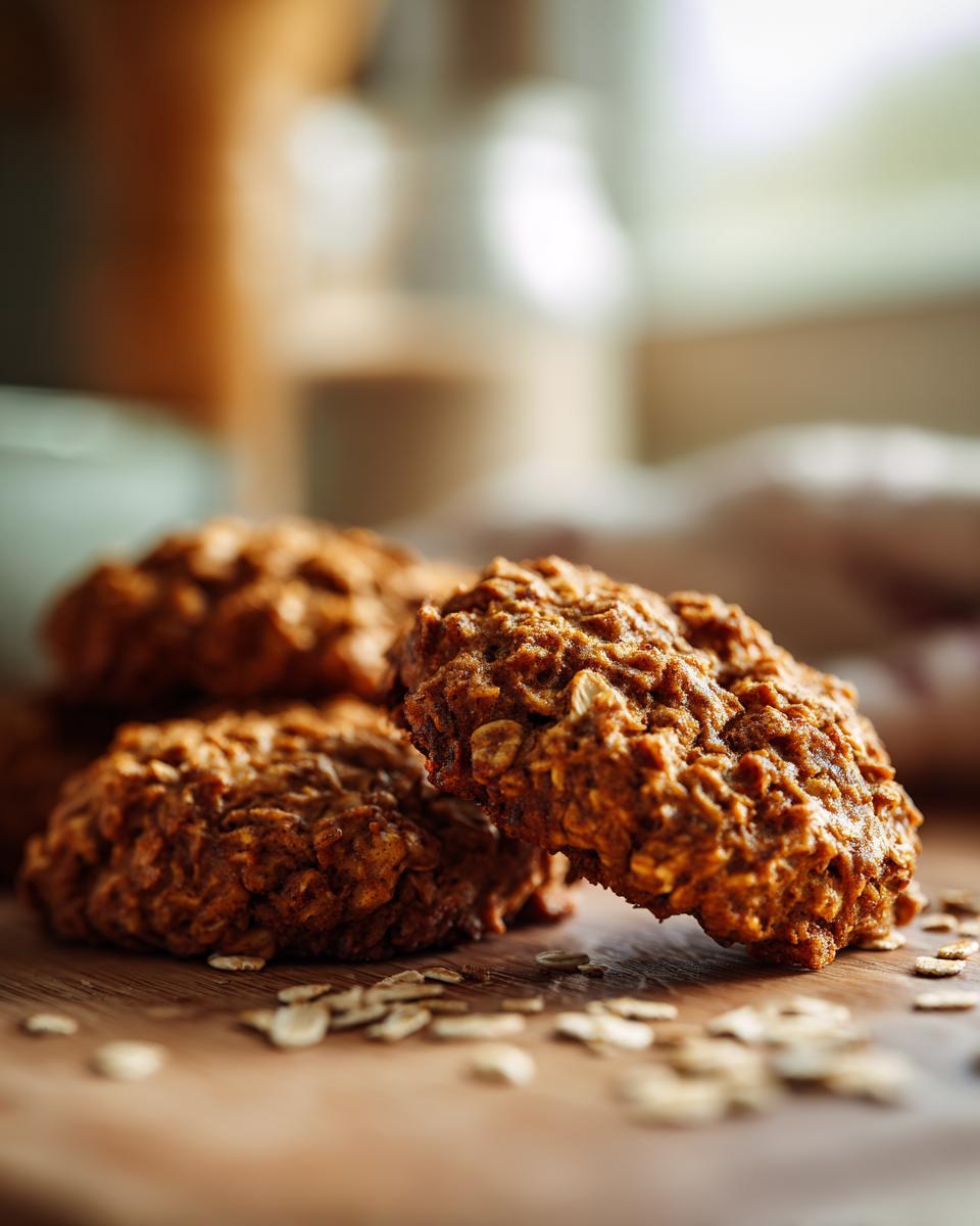 Close-up of delicious cinnamon sweet potato breakfast cookies with oats.